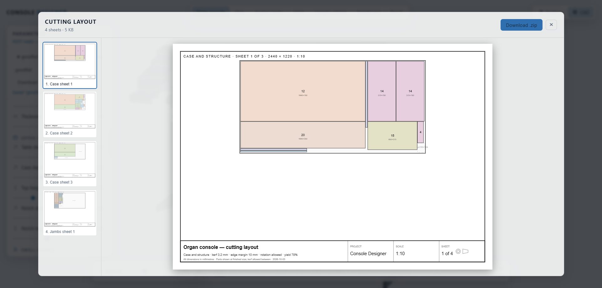 Boards nested onto stock sheets with guillotine cuts