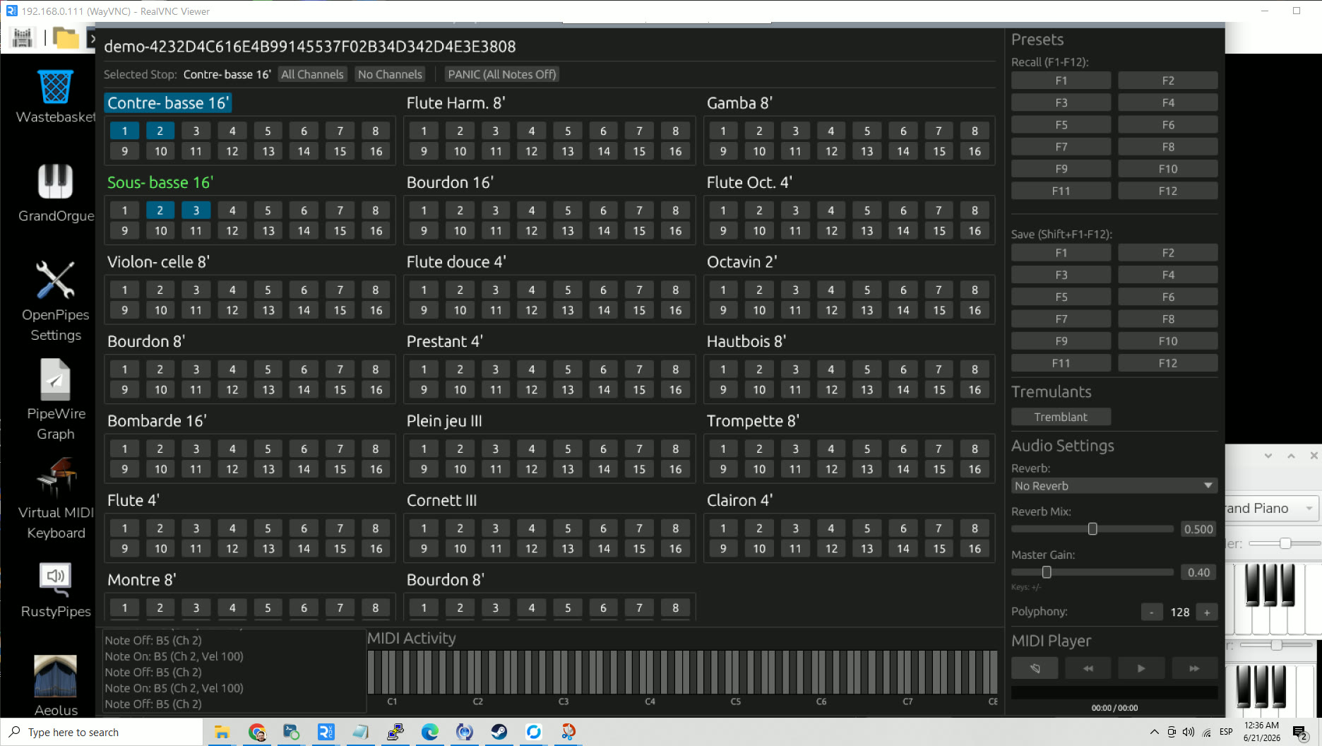 RustyPipes organ interface