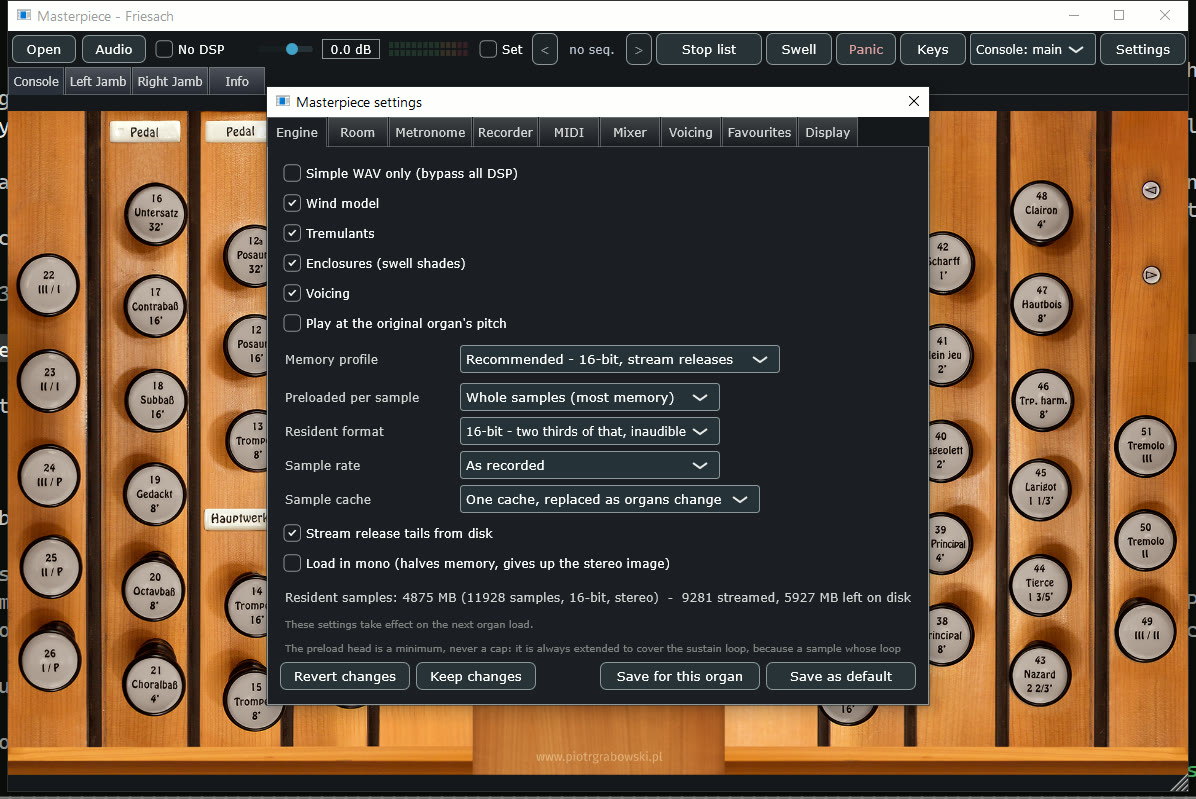 Engine settings