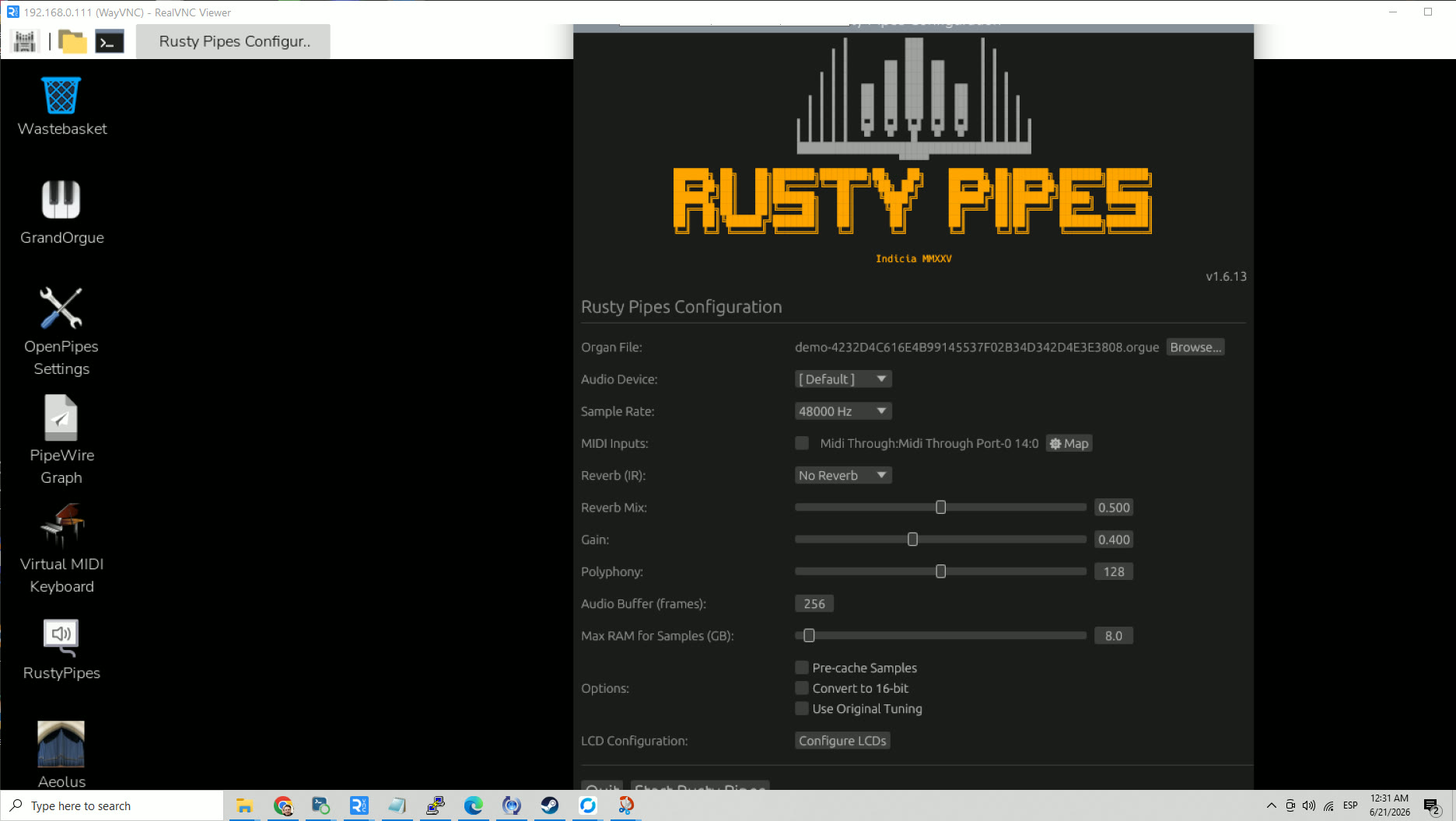 RustyPipes configuration